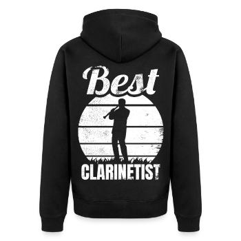 Bester Klarinettist - Unisex Premium Bio Zip Hoodie - Schwarz - Hinten - Nico (187cm)