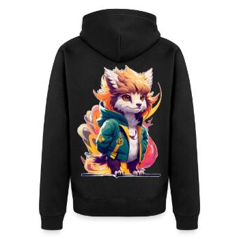 Süßer Stylischer Greif - Unisex Premium Bio Zip Hoodie - Schwarz - Hinten - Nico (187cm)