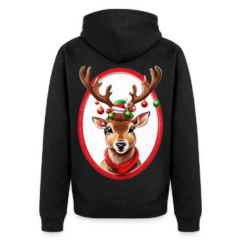 Reindeer with Christmas baubles - Unisex Premium Organic Zip Hoodie - black - Back - Nico (187cm)