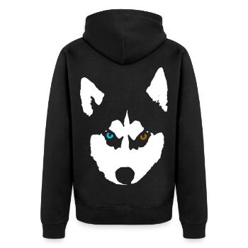 Husky Hund Siberian Husky - Unisex Premium Bio Zip Hoodie - Schwarz - Hinten - Nico (187cm)
