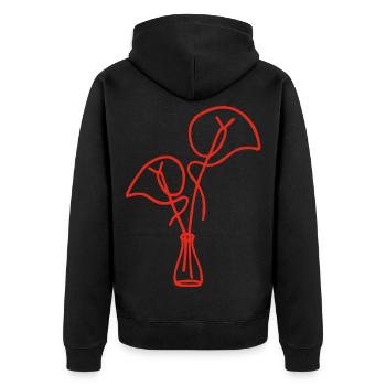 Rote Blumenskizze - Unisex Premium Bio Zip Hoodie - Schwarz - Hinten - Nico (187cm)