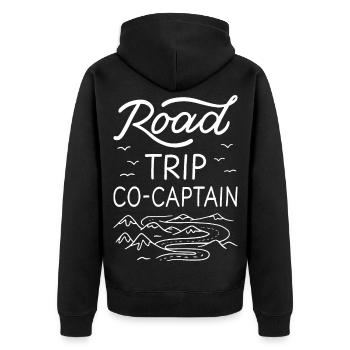Road Trip Co-Captain I - Unisex Premium Organic Zip Hoodie - black - Back - Nico (187cm)