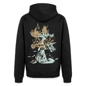 Vase à fleurs vintage avec des roses - Veste à capuche bio Premium Unisexe - noir - Dos - Nico (187cm)