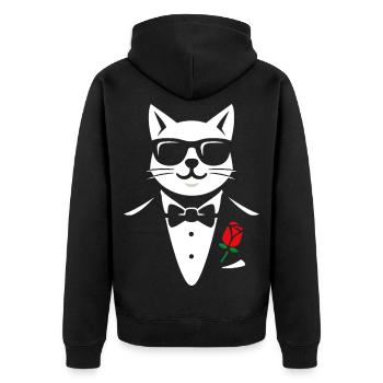 The Cool Cat - Unisex Premium Bio Zip Hoodie - Schwarz - Hinten - Nico (187cm)