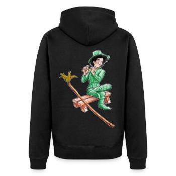 the green vagabond playing the Flute - Unisex Premium Organic Zip Hoodie - black - Back - Nico (187cm)