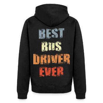 Bester Busfahrer aller Zeiten - Unisex Premium Bio Zip Hoodie - Schwarz - Hinten - Nico (187cm)