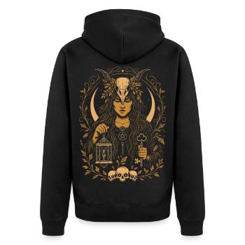 Samhain Goddess Nature Magic Spiritual Art - Unisex Premium Organic Zip Hoodie - black - Back - Nico (187cm)