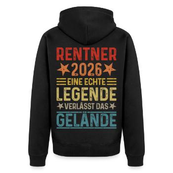 Retraités 2026 - Une légende quitte le site - Veste à capuche bio Premium Unisexe - noir - Dos - Nico (187cm)