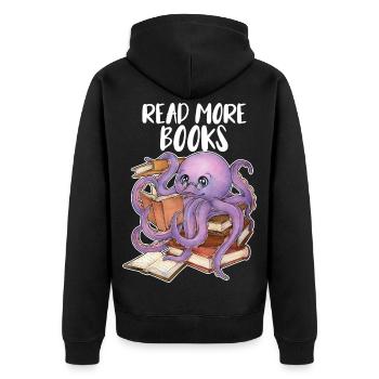 Lecture Pieuvre Dans Pile De Livres Livre Cadeau - Veste à capuche bio Premium Unisexe - noir - Dos - Nico (187cm)