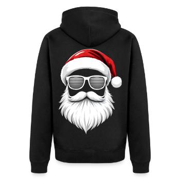 Weihnachtsmann Mit Sonnenbrille Santa Style - Unisex Premium Bio Zip Hoodie - Schwarz - Hinten - Nico (187cm)