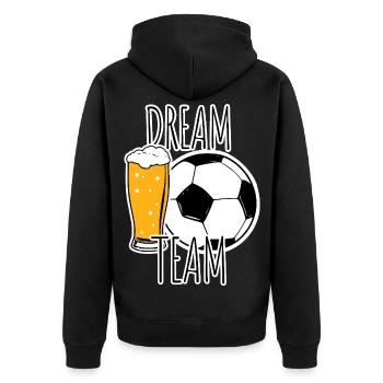 Dream Team ! Bière et football, sports et fans de bière ! - Veste à capuche bio Premium Unisexe - noir - Dos - Nico (187cm)