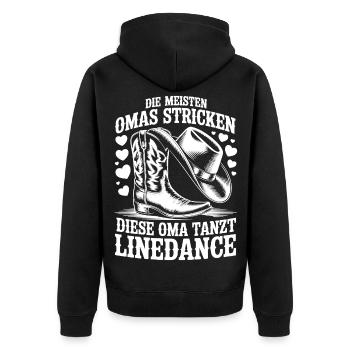 Line Dance Oma - Unisex Premium Bio Zip Hoodie - Schwarz - Hinten - Nico (187cm)