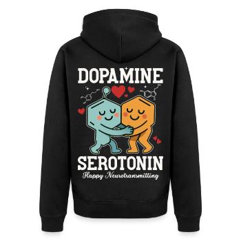 Conception d’un câlin à la dopamine et sérotonine - Veste à capuche bio Premium Unisexe - noir - Dos - Nico (187cm)