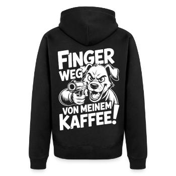 Finger Weg Von Meinem Kaffee - Unisex Premium Bio Zip Hoodie - Schwarz - Hinten - Nico (187cm)