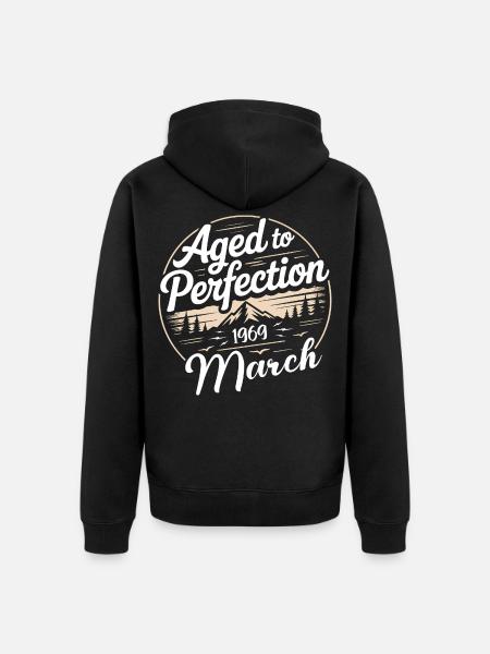Birthday present march 1969 - Unisex Premium Organic Zip Hoodie - black