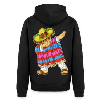 Dabbing Mexican Man Shirt - Unisex Premium Bio Zip Hoodie - Schwarz - Hinten - Nico (187cm)