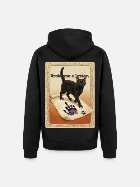 Wrote You A Letter Cat - Unisex Premium Organic Zip Hoodie - black