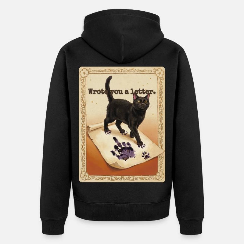 Je t’ai écrit une lettre, chat - Veste à capuche bio Premium Unisexe - noir