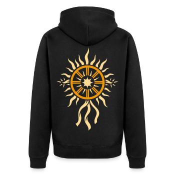 Midsummer Wheel – Symbol of the Annual Festivals - Unisex Premium Organic Zip Hoodie - black - Back - Nico (187cm)
