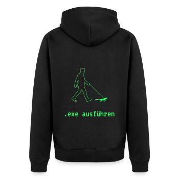 exe ausführen - Unisex Premium Bio Zip Hoodie - Schwarz - Hinten - Nico (187cm)