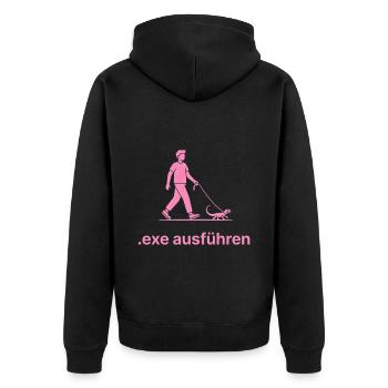 .EXE ausführen – Lustiges Informatiker Shirt pink - Unisex Premium Bio Zip Hoodie - Schwarz - Hinten - Nico (187cm)