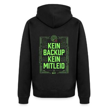Kein Backup Kein Mitleid IT-Berater Admin - Unisex Premium Bio Zip Hoodie - Schwarz - Hinten - Nico (187cm)