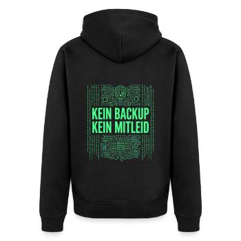 Kein Backup Kein Mitleid IT-Berater Admin - Unisex Premium Bio Zip Hoodie - Schwarz - Hinten - Nico (187cm)