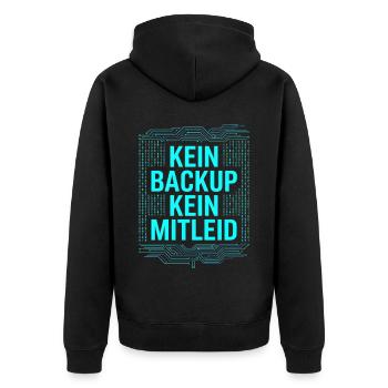 Kein Backup Kein Mitleid IT-Berater Admin - Unisex Premium Bio Zip Hoodie - Schwarz - Hinten - Nico (187cm)