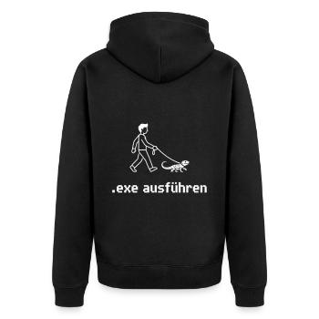 Admin Exe Ausführen - Unisex Premium Bio Zip Hoodie - Schwarz - Hinten - Nico (187cm)