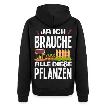 Brauche Alle Diese Pflanzen - Unisex Premium Bio Zip Hoodie - Schwarz - Hinten - Nico (187cm)