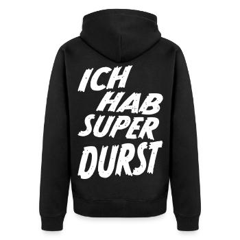J’ai super soif de party Dit Shirt - Blanc - Veste à capuche bio Premium Unisexe - noir - Dos - Nico (187cm)