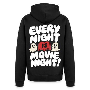 Every Night Is Movie Night Ghosts - Unisex Premium Organic Zip Hoodie - black - Back - Nico (187cm)