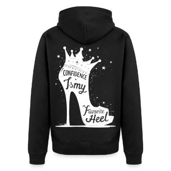Confidence is my favorite Heel - High Heel Silhoue - Unisex Premium Bio Zip Hoodie - Schwarz - Hinten - Nico (187cm)