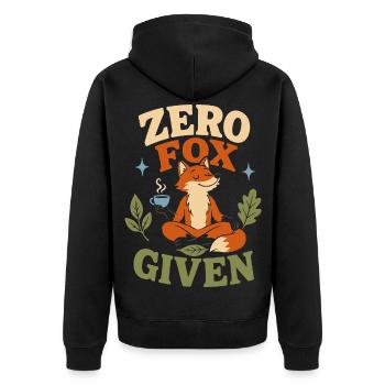 Zero Fox Given – Entspannter Fuchs beim Meditieren - Unisex Premium Bio Zip Hoodie - Schwarz - Hinten - Nico (187cm)