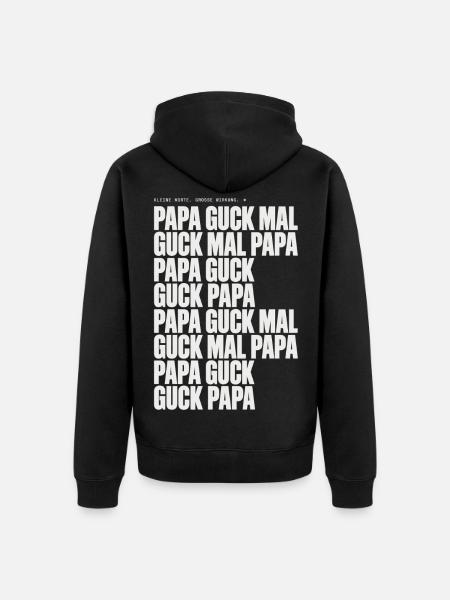 Papa Guck Mal Großbuchstaben Collage - Unisex Premium Bio Zip Hoodie - Schwarz