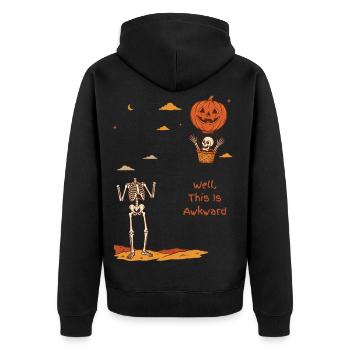 Nun, das ist das peinliche Halloween des kopflosen Skeletts - Unisex Premium Bio Zip Hoodie - Schwarz - Hinten - Nico (187cm)