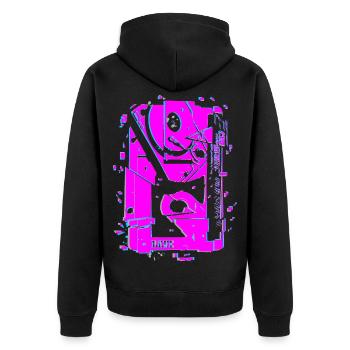 Techno Rave Tape Neon Lautsprecher - Unisex Premium Bio Zip Hoodie - Schwarz - Hinten - Nico (187cm)