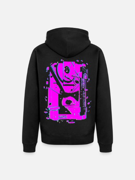 Techno Rave Tape Neon Lautsprecher - Unisex Premium Bio Zip Hoodie - Schwarz