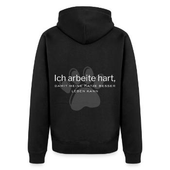 Je travaille dur pour que mon chat puisse mieux vivre - Veste à capuche bio Premium Unisexe - noir - Dos - Nico (187cm)