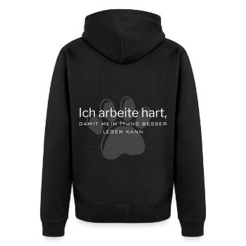 I work hard so that my dog can live better - Unisex Premium Organic Zip Hoodie - black - Back - Nico (187cm)