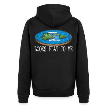 Looks Flat To Me Flat Earth Society Flache Erde - Unisex Premium Organic Zip Hoodie - black - Back - Nico (187cm)