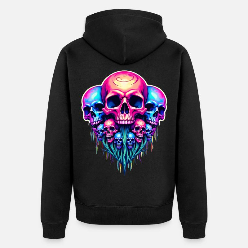 Crâne psychédélique - Veste à capuche bio Premium Unisexe - noir