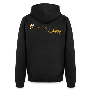 Bee happy Imker Geschenk Imkerei Bienenzucht - Unisex Premium Bio Zip Hoodie - Schwarz - Hinten - Nico (187cm)