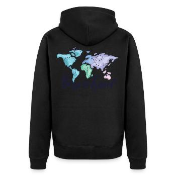 World Map with Europe Asia America Shirt Gift - Unisex Premium Organic Zip Hoodie - black - Back - Nico (187cm)