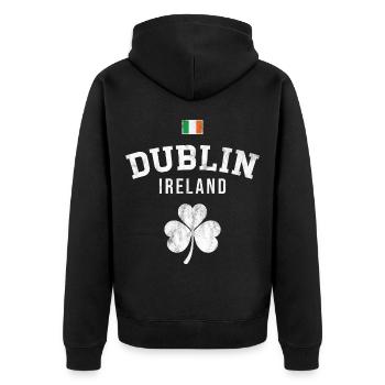 Dublin, Irlande - Veste à capuche bio Premium Unisexe - noir - Dos - Nico (187cm)