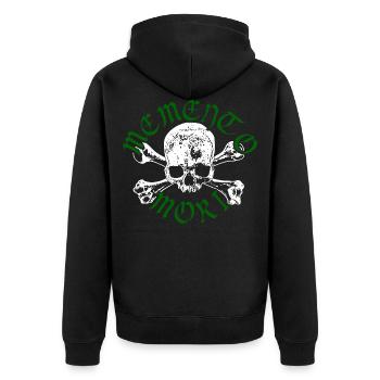 Skull and Bones - Memento Mori - Green - Unisex Premium Organic Zip Hoodie - black - Back - Nico (187cm)