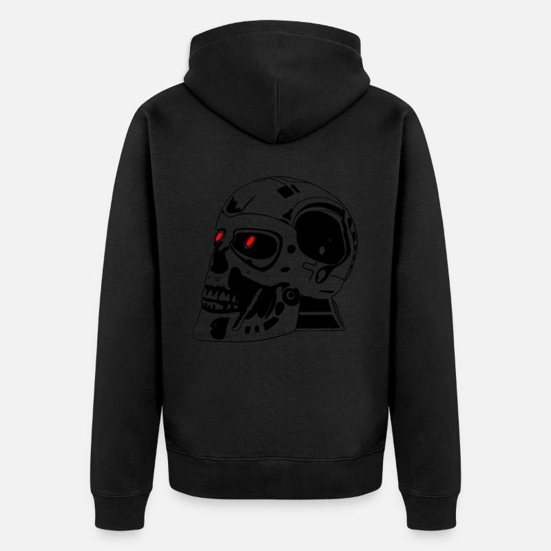 head - Unisex Premium Organic Zip Hoodie - black