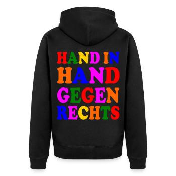 Gegen rechts - Unisex Premium Bio Zip Hoodie - Schwarz - Hinten - Nico (187cm)