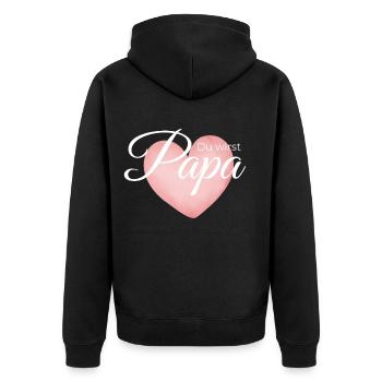 Du wirst Papa – Herz-Design zur Verkündung - Unisex Premium Bio Zip Hoodie - Schwarz - Hinten - Nico (187cm)