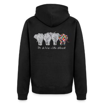 Elephant T-Shirt It's Ok To Be A Little Different - Unisex Premium Organic Zip Hoodie - black - Back - Nico (187cm)